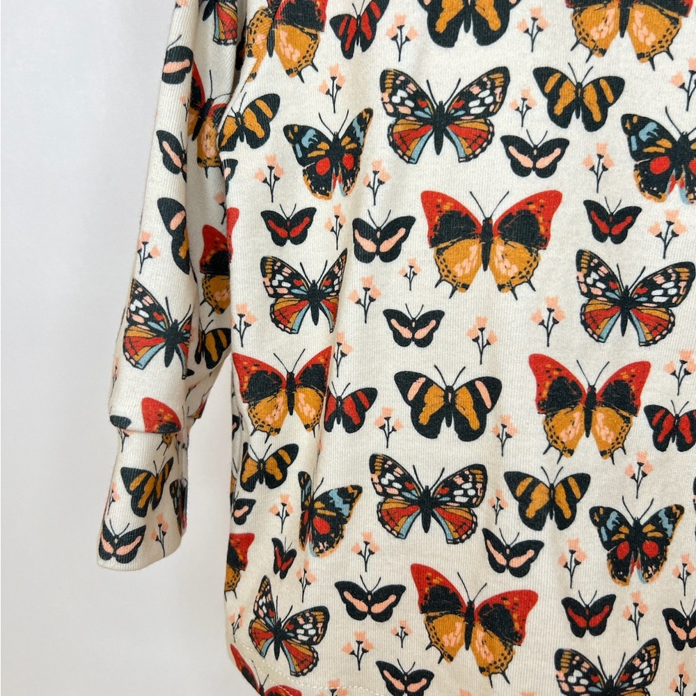 NWOT Cream Butterfly Print Kids Pajama/Lounge Set - Picture 2 of 5